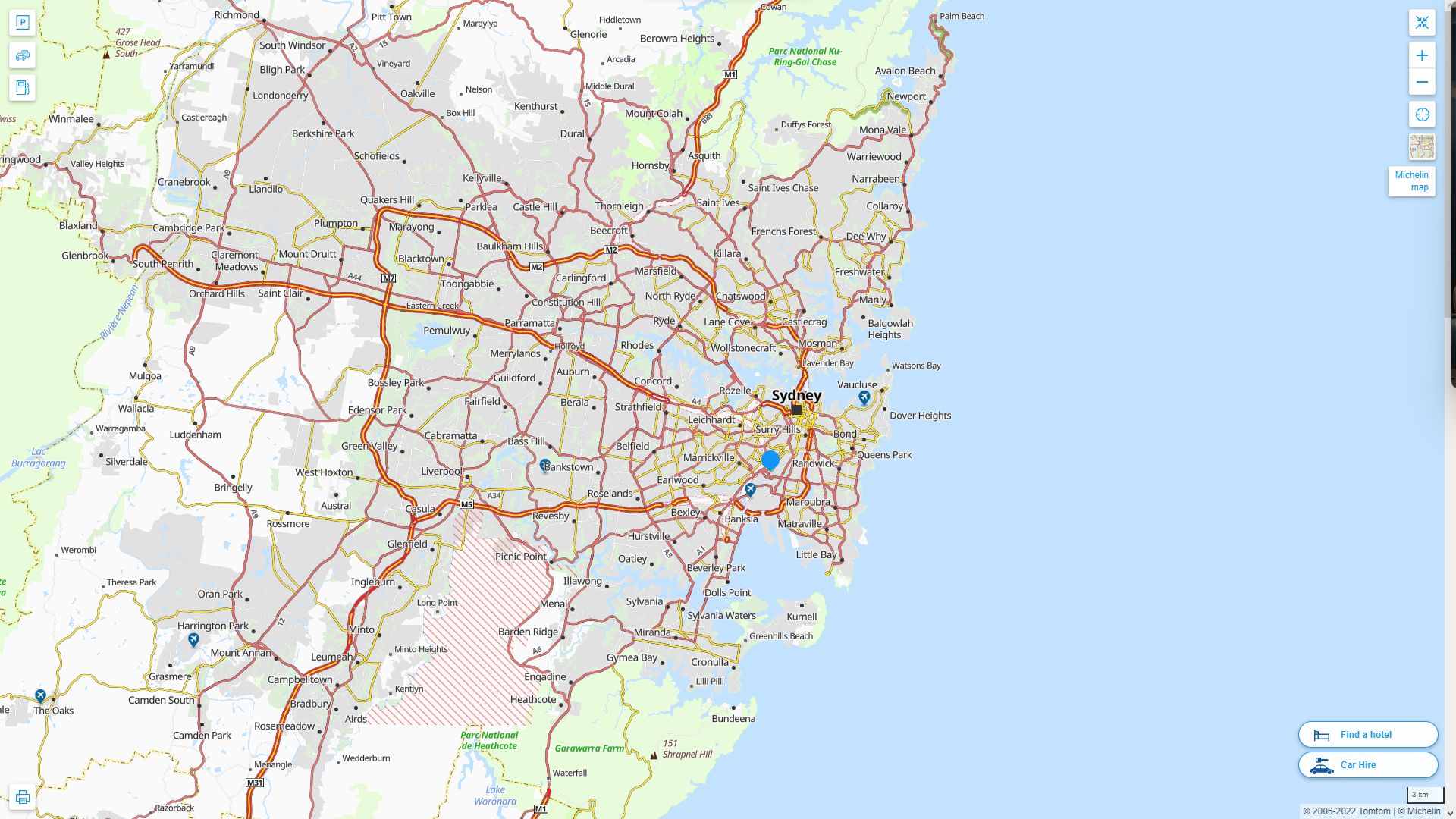 Sydney Australie Autoroute et carte routiere